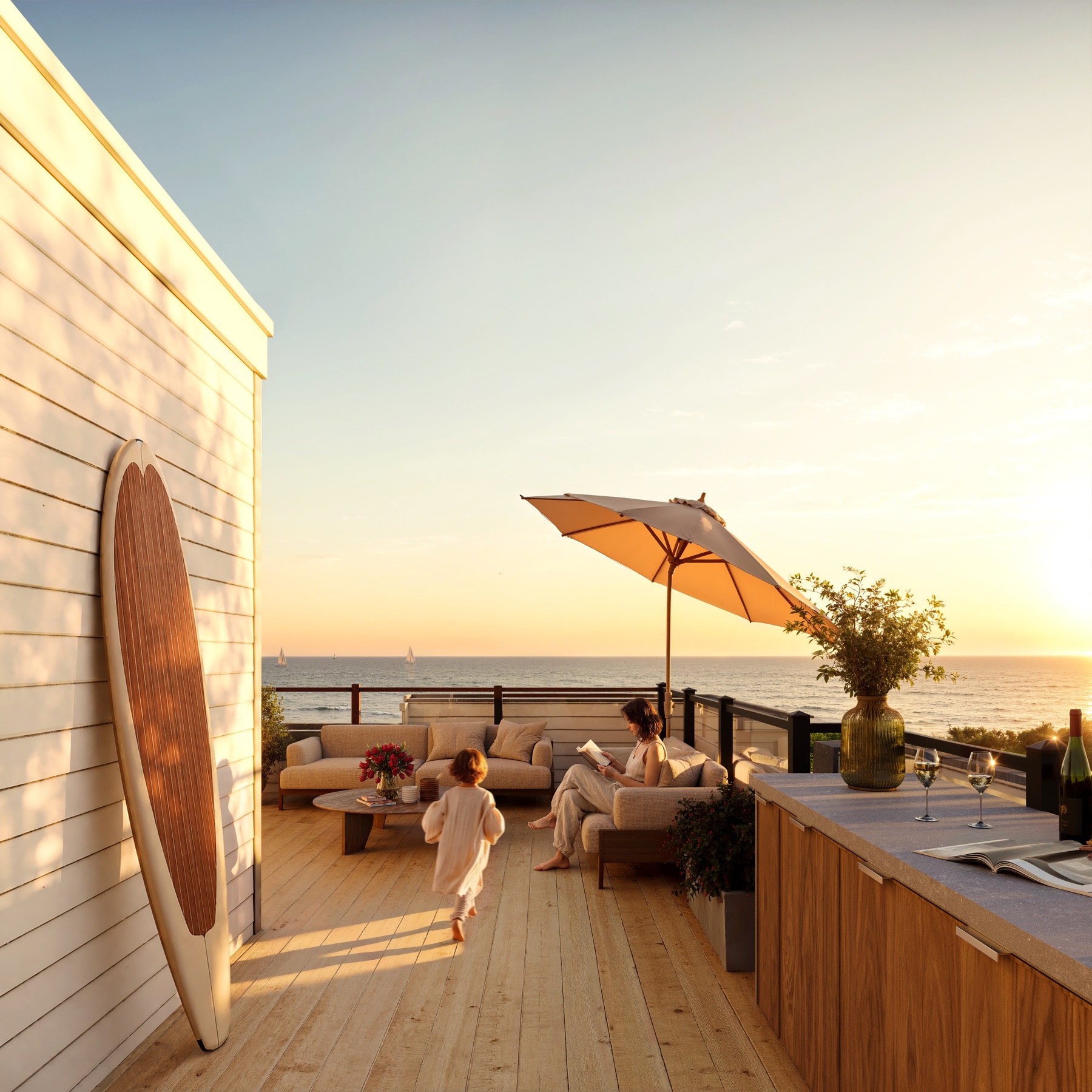 Private rooftop terrace overlooking Lake Ontario